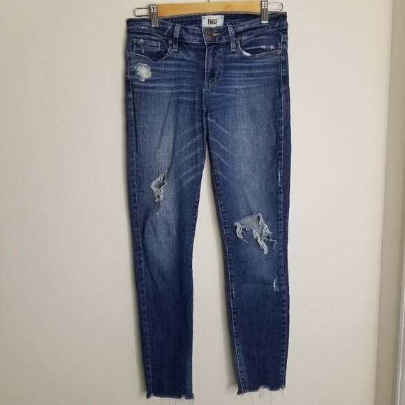 PAIGE Denim - Paige Jeans Womens Size 27 Verdugo Ankle Cropped Distressed Raw Hem Skinny